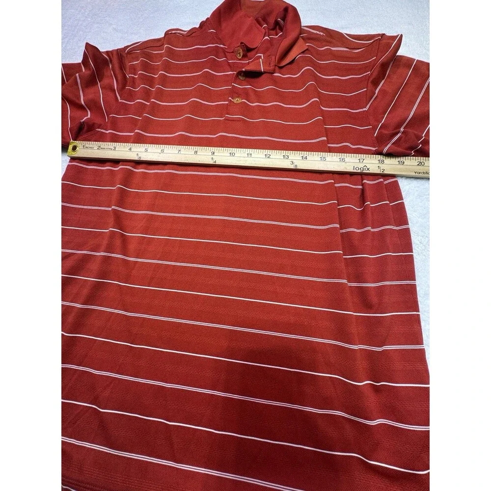 Nike Golf Polo‎ Shirt Mens Size Medium Performance Dri-Fit Polyester Red Stripe
